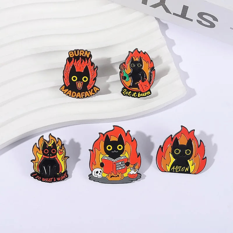 Animal Medal Flame Black Cat Cartoon Broch Cute Black Cat Pattern Decorative Acc - custom medals and sports awards manufacturer