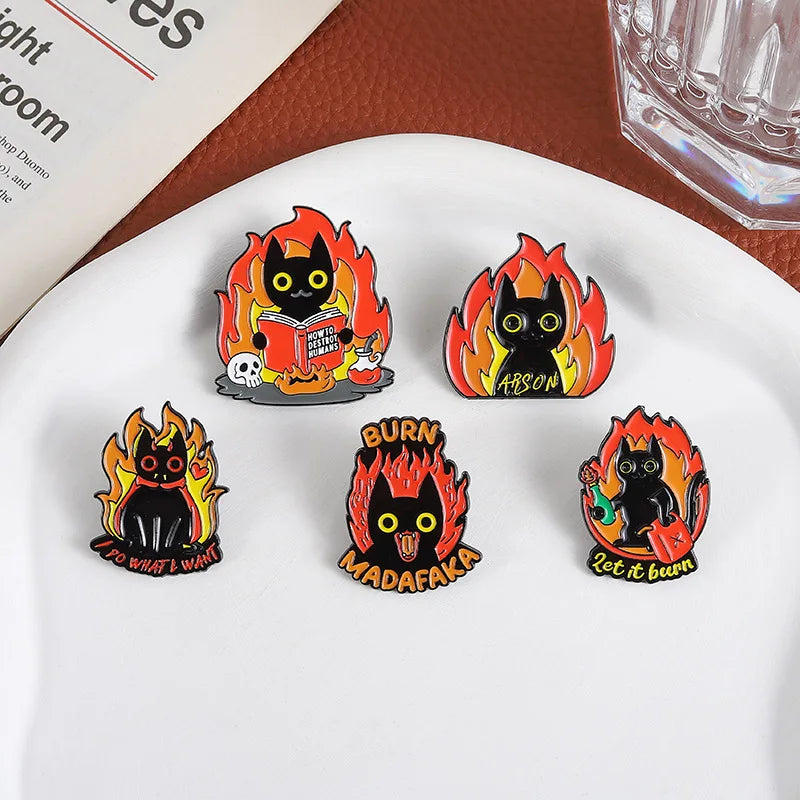 Animal Medal Flame Black Cat Cartoon Broch Cute Black Cat Pattern Decorative Acc - custom medals and sports awards manufacturer