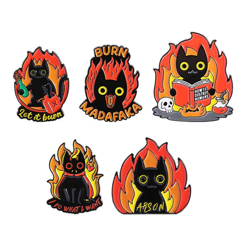 Animal Medal Flame Black Cat Cartoon Broch Cute Black Cat Pattern Decorative Acc - custom medals and sports awards manufacturer
