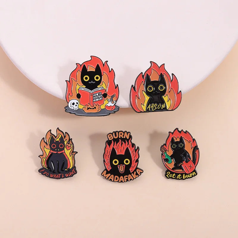 Animal Medal Flame Black Cat Cartoon Broch Cute Black Cat Pattern Decorative Acc - custom medals and sports awards manufacturer