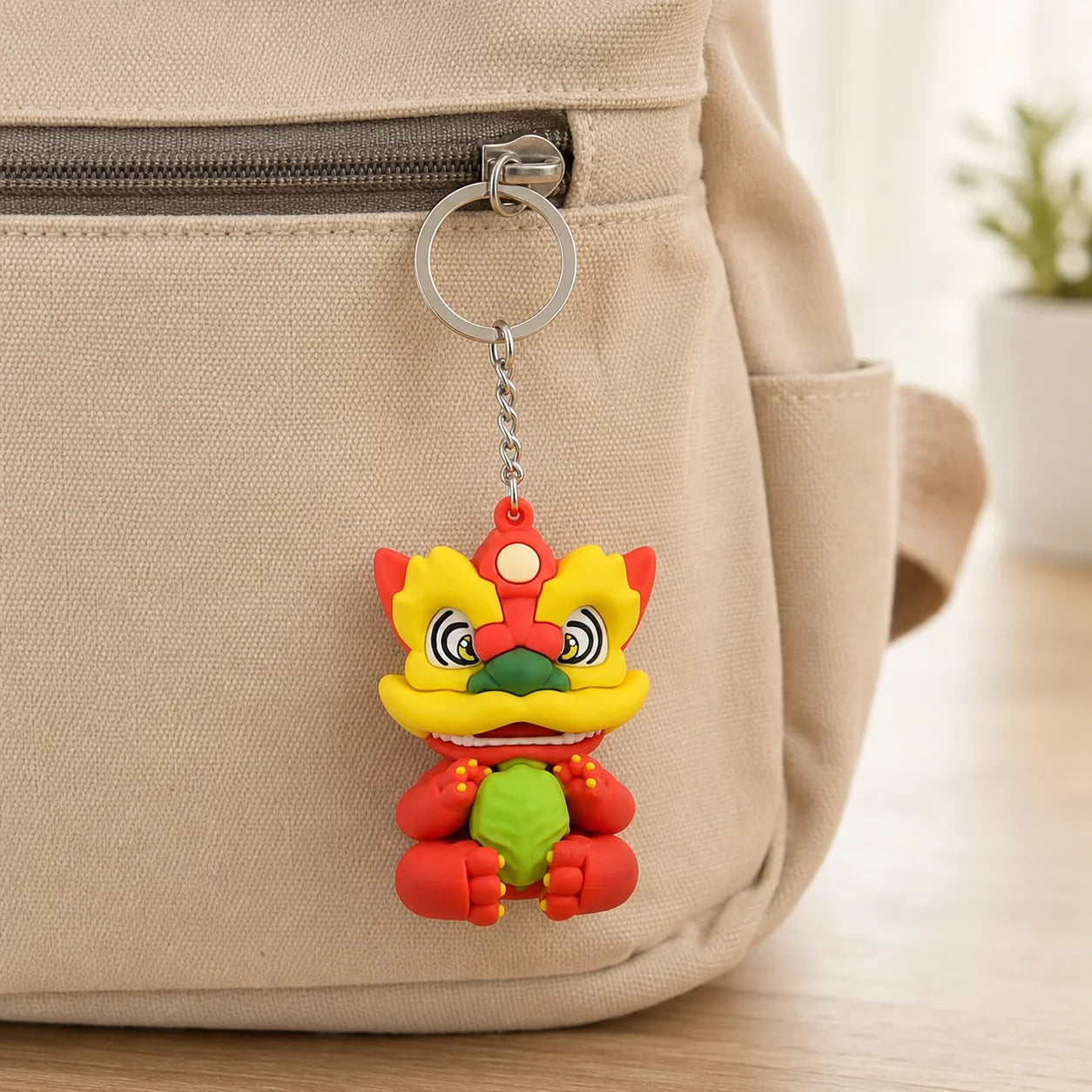 Chinese Traditional Lion Dance PVC Keychain 3D Soft Rubber Cartoon Key Ring Char - custom custom metal keychains manufacturer