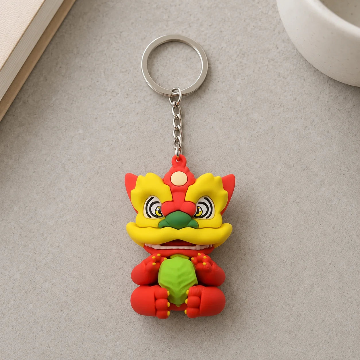 Chinese Traditional Lion Dance PVC Keychain 3D Soft Rubber Cartoon Key Ring Char - custom custom metal keychains manufacturer