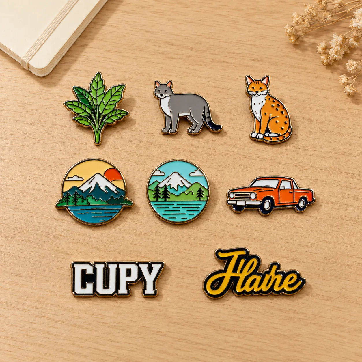 Custom Assorted Enamel Pin Set Nature Animal Vehicle Letter Design Gold Plated M - custom soft enamel lapel pins manufacturer