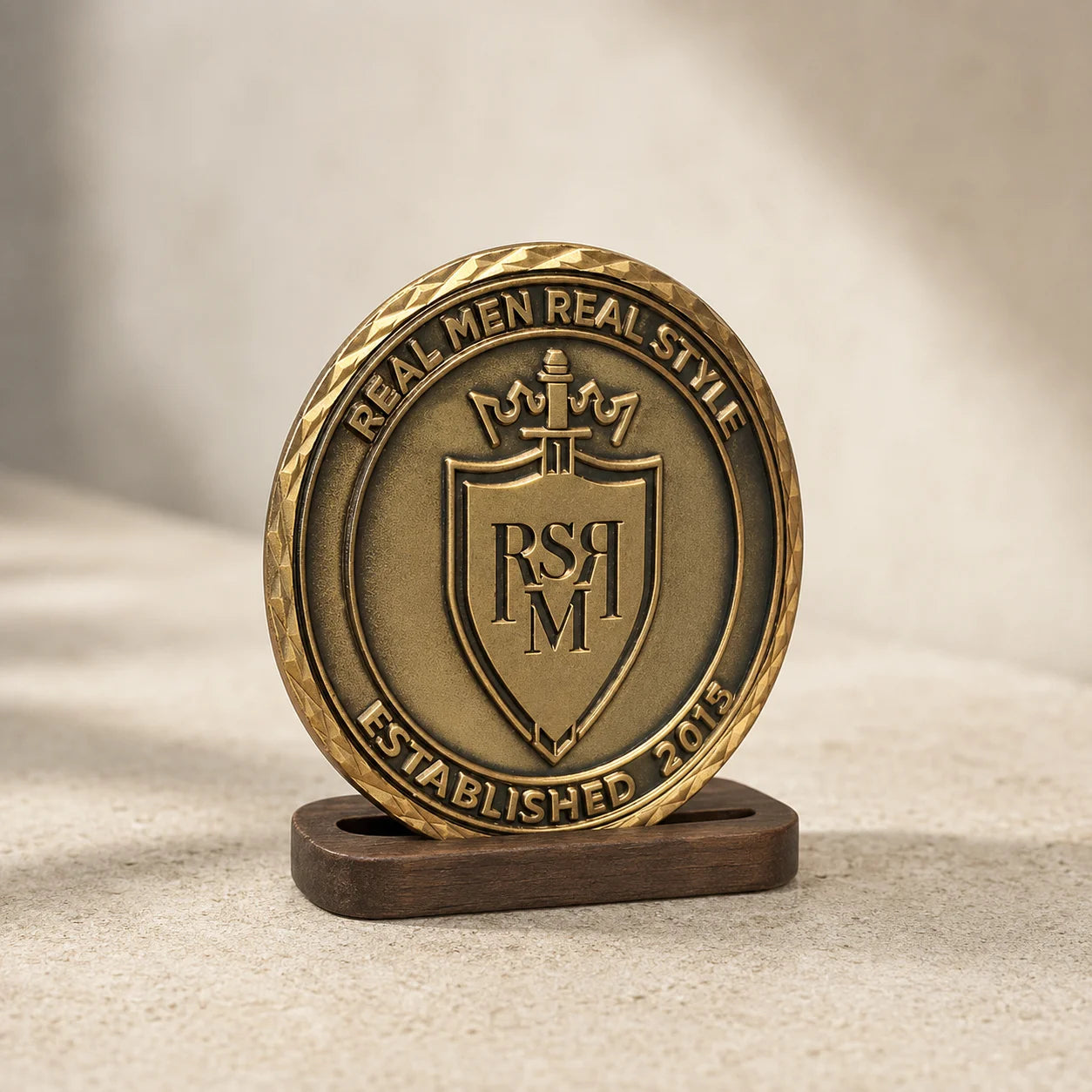 Custom Brass Metal Challenge Coin 3D Relief Shield Pattern Engraved Text Commemo - custom challenge coins manufacturer