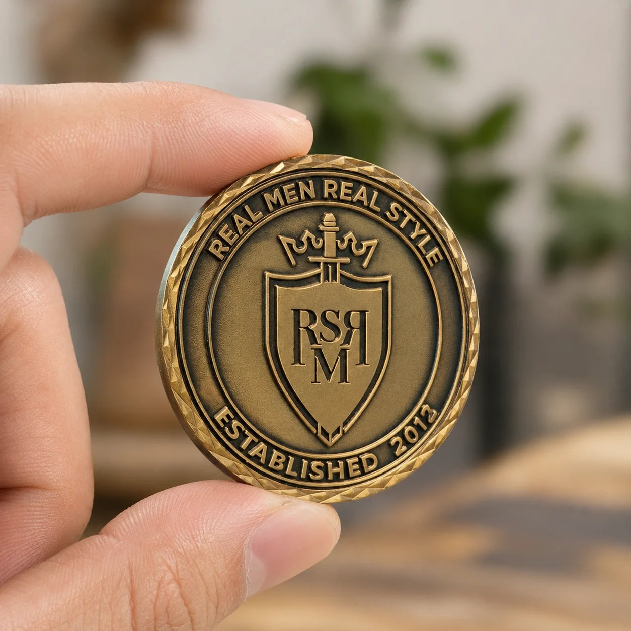 Custom Brass Metal Challenge Coin 3D Relief Shield Pattern Engraved Text Commemo - custom challenge coins manufacturer