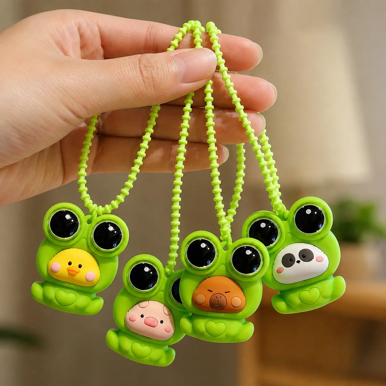 Custom Cartoon Frog Costume Animal PVC Charms Soft Rubber Pendant With Beaded Ch - custom PVC figurines and charms manufacturer