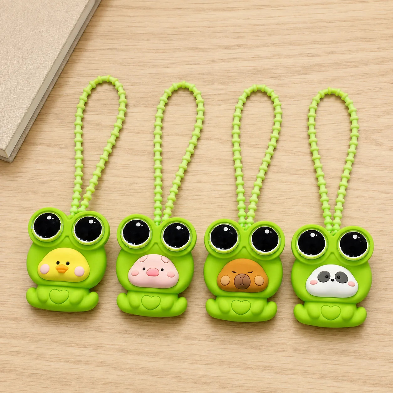 Custom Cartoon Frog Costume Animal PVC Charms Soft Rubber Pendant With Beaded Ch - custom PVC figurines and charms manufacturer