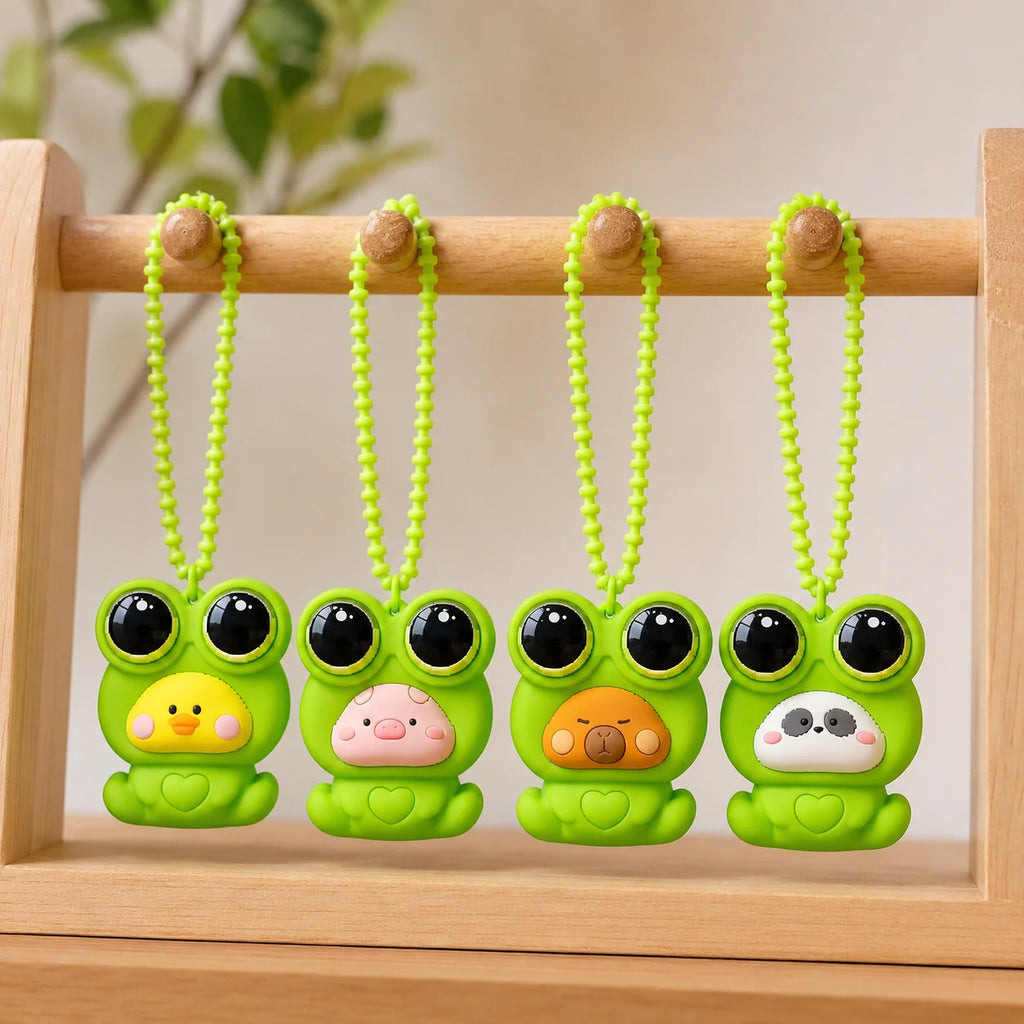 Custom Cartoon Frog Costume Animal PVC Charms Soft Rubber Pendant With Beaded Ch - custom PVC figurines and charms manufacturer