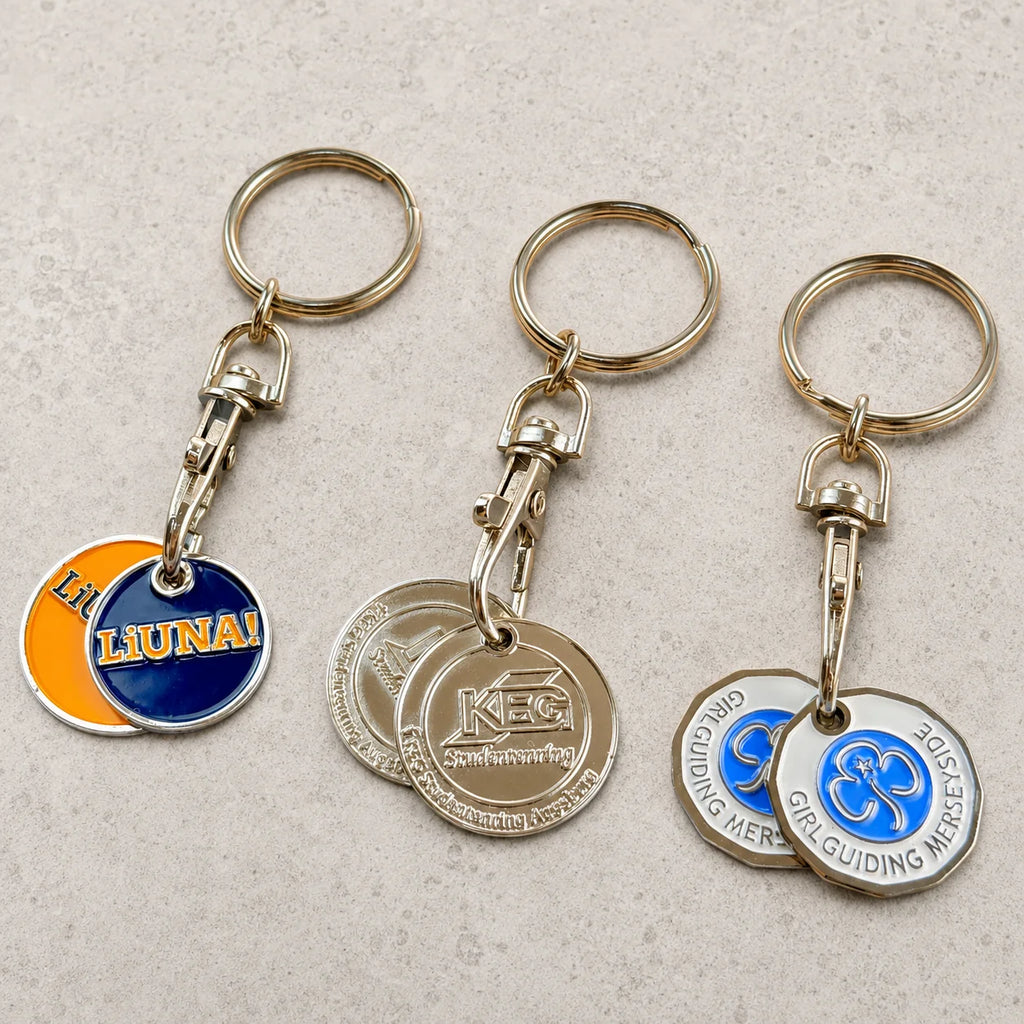 Custom Logo Round Enamel Metal Keychain Double Tag Design Swivel Clasp Key Ring  - custom custom metal keychains manufacturer