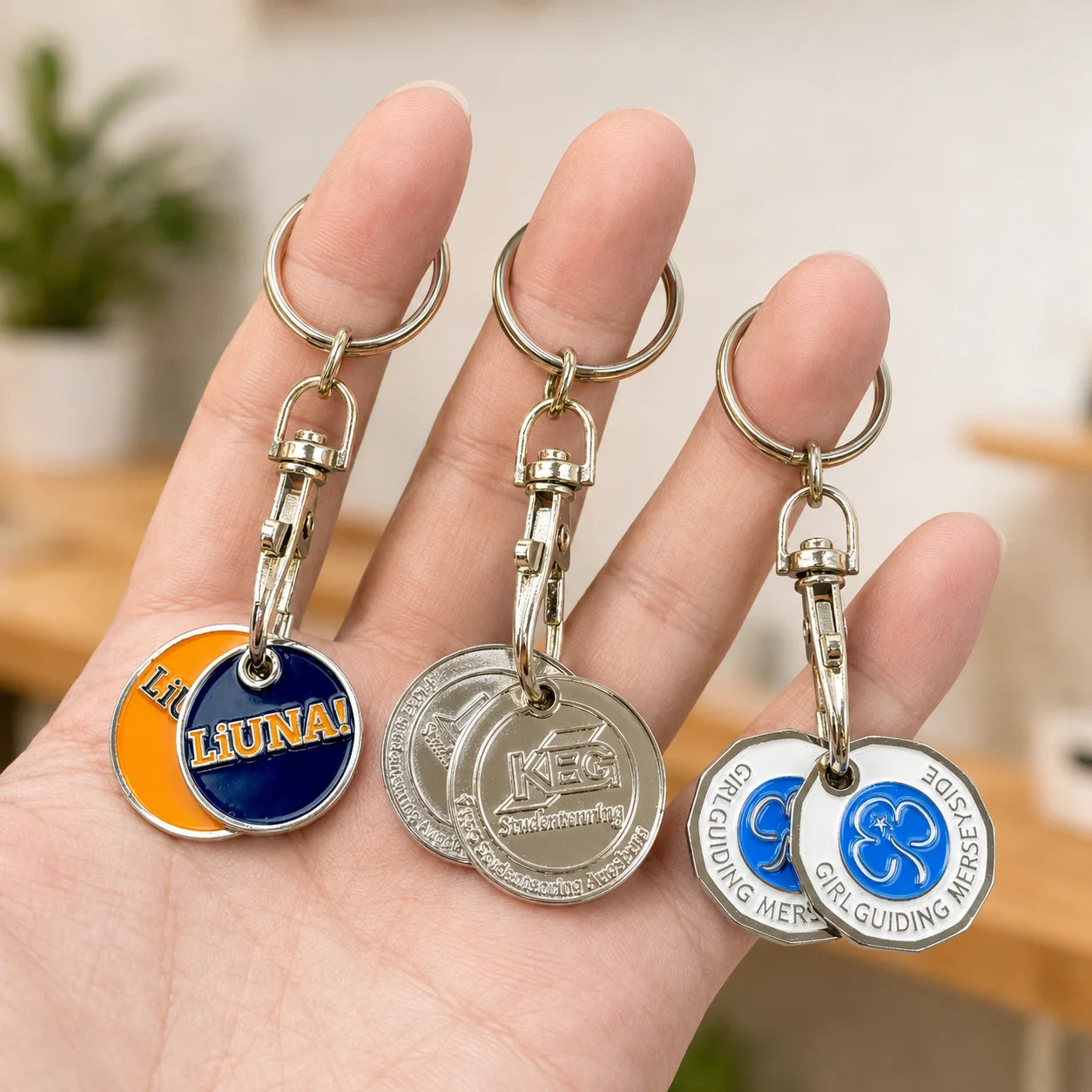 Custom Logo Round Enamel Metal Keychain Double Tag Design Swivel Clasp Key Ring  - custom custom metal keychains manufacturer