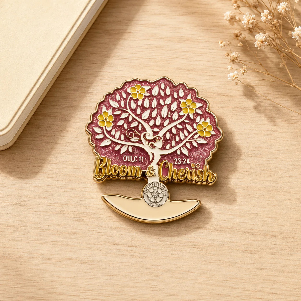Custom Logo Tree Pattern Enamel Pin Gold Plated Metal Brooch Badge for Souvenir  - custom soft enamel lapel pins manufacturer