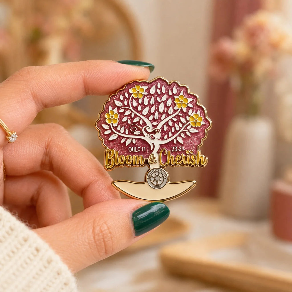 Custom Logo Tree Pattern Enamel Pin Gold Plated Metal Brooch Badge for Souvenir  - custom soft enamel lapel pins manufacturer