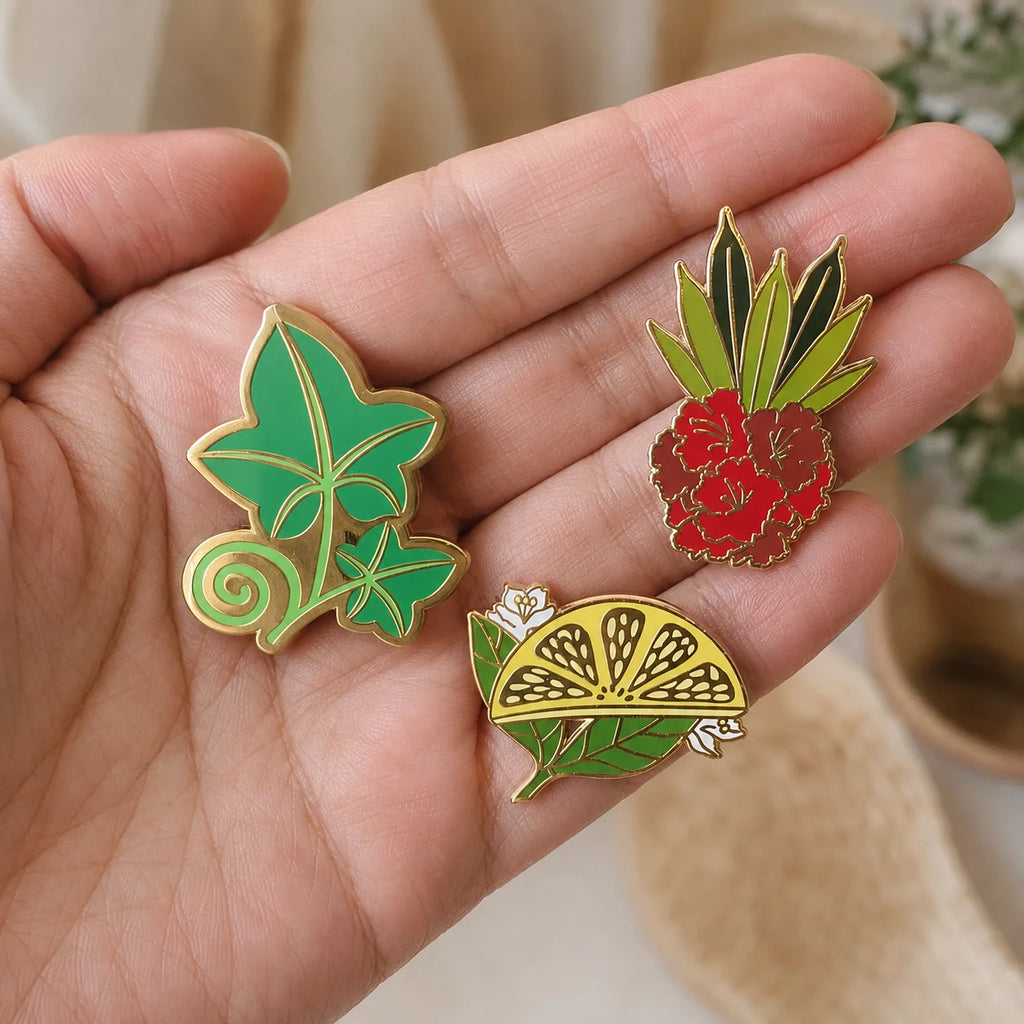Custom Nature Plant Fruit Enamel Pin Gold Plated Metal Brooch Badge for Collecti - custom soft enamel lapel pins manufacturer