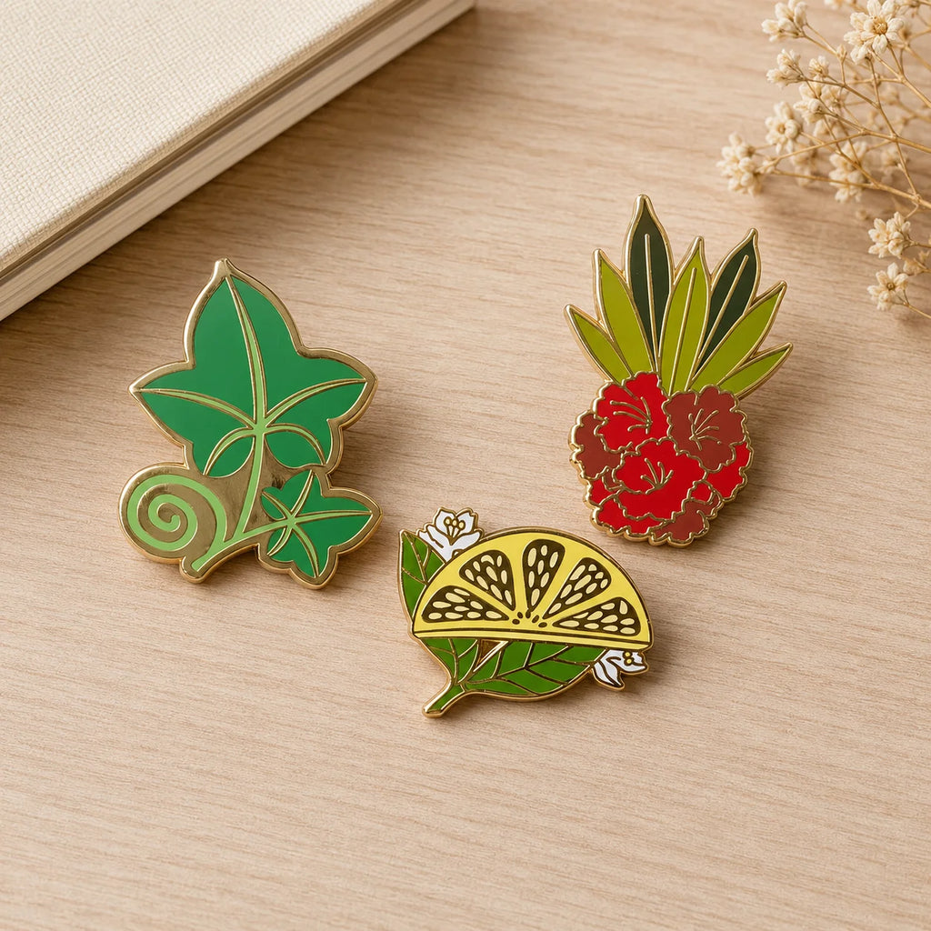Custom Nature Plant Fruit Enamel Pin Gold Plated Metal Brooch Badge for Collecti - custom soft enamel lapel pins manufacturer