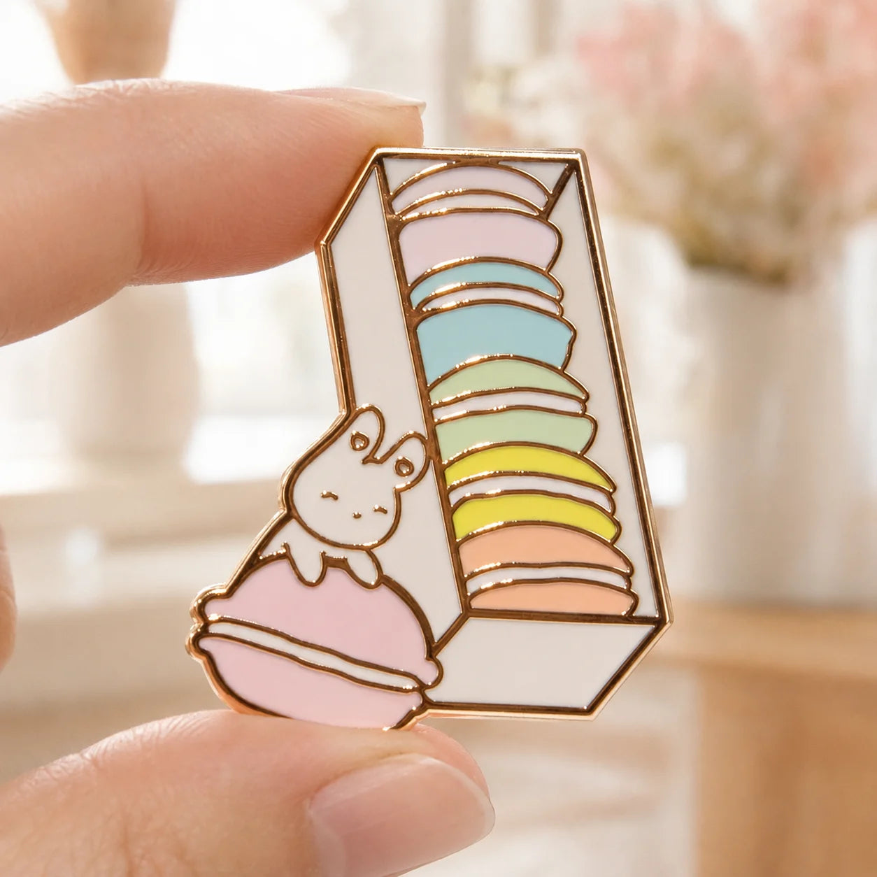 Cute Bunny Macaron Enamel Lapel Pin Cartoon Sweet Dessert Metal Badge Kawaii Fas - custom soft enamel lapel pins manufacturer