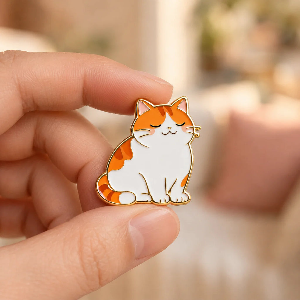 Cute Cartoon Cat Hard Enamel Lapel Pin Gold Plated Metal Badge With Butterfly Cl - custom hard enamel (cloisonne) pins manufacturer