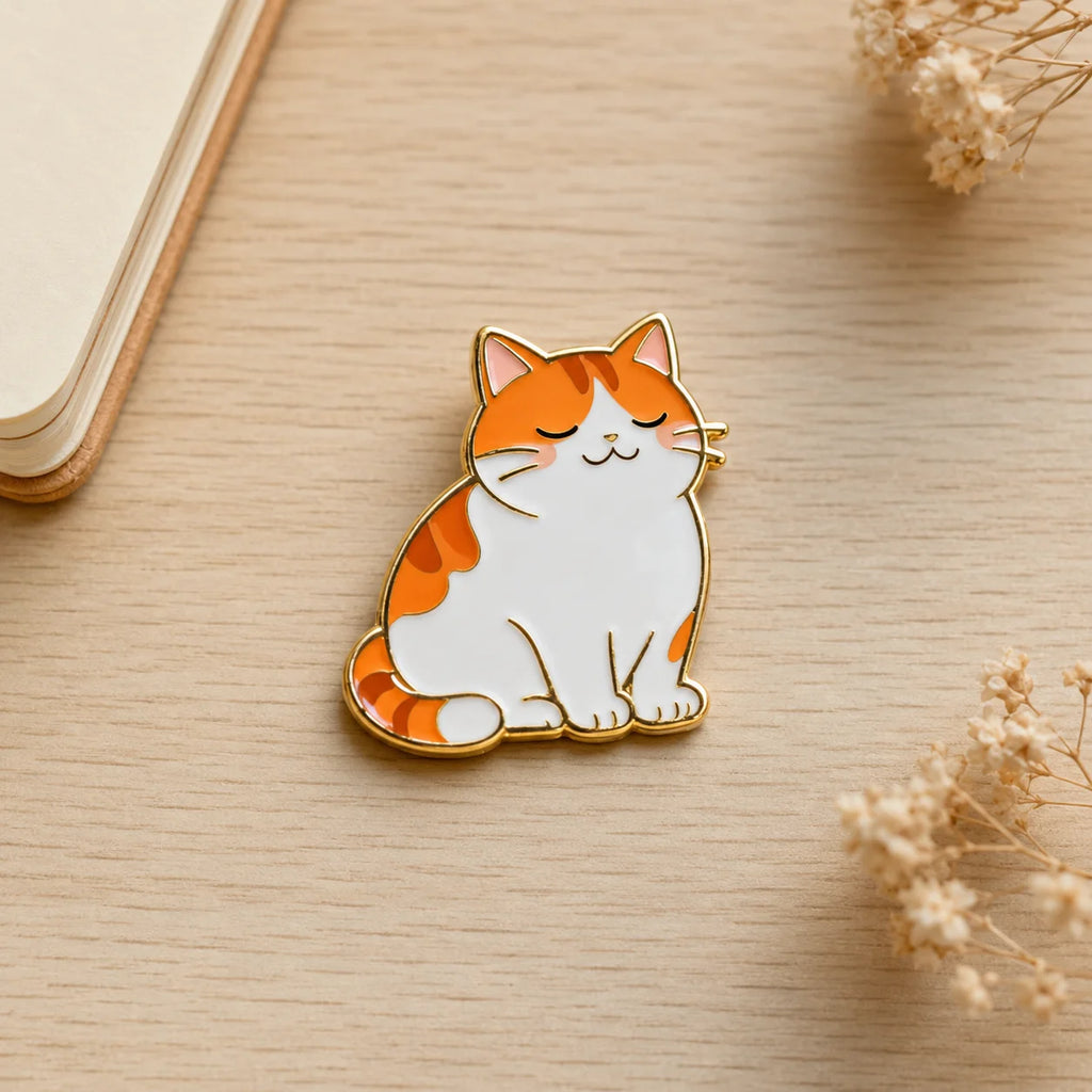 Cute Cartoon Cat Hard Enamel Lapel Pin Gold Plated Metal Badge With Butterfly Cl - custom hard enamel (cloisonne) pins manufacturer