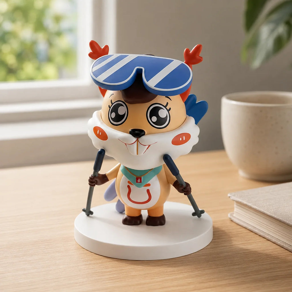 Cute Ski Sport Animal Mascot PVC Figure Custom Made Vinyl Doll Statue for Corpor - custom PVC figurines and charms manufacturer
