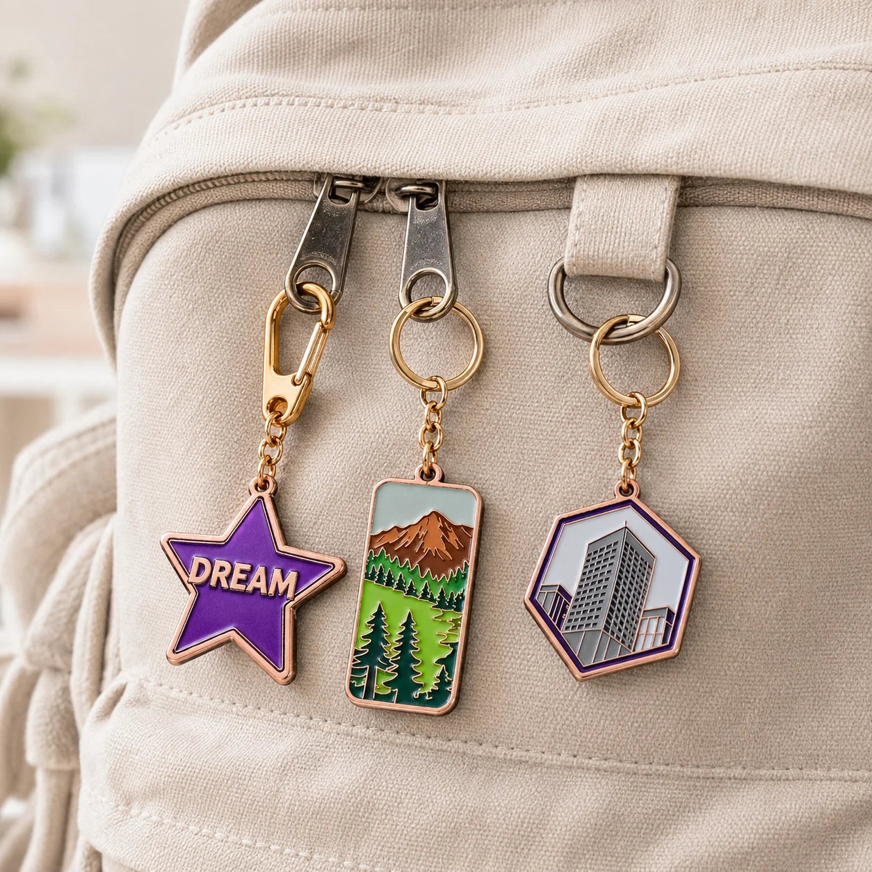Hard Enamel Metal Keychain Various Shapes Rose Gold Plated Key Ring for Bag Pend - custom custom metal keychains manufacturer