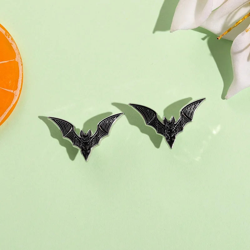 Hot Selling Halloween Series Zinc Alloy Bat Shaped Brooch UV Black Nickel Castin - custom soft enamel lapel pins manufacturer