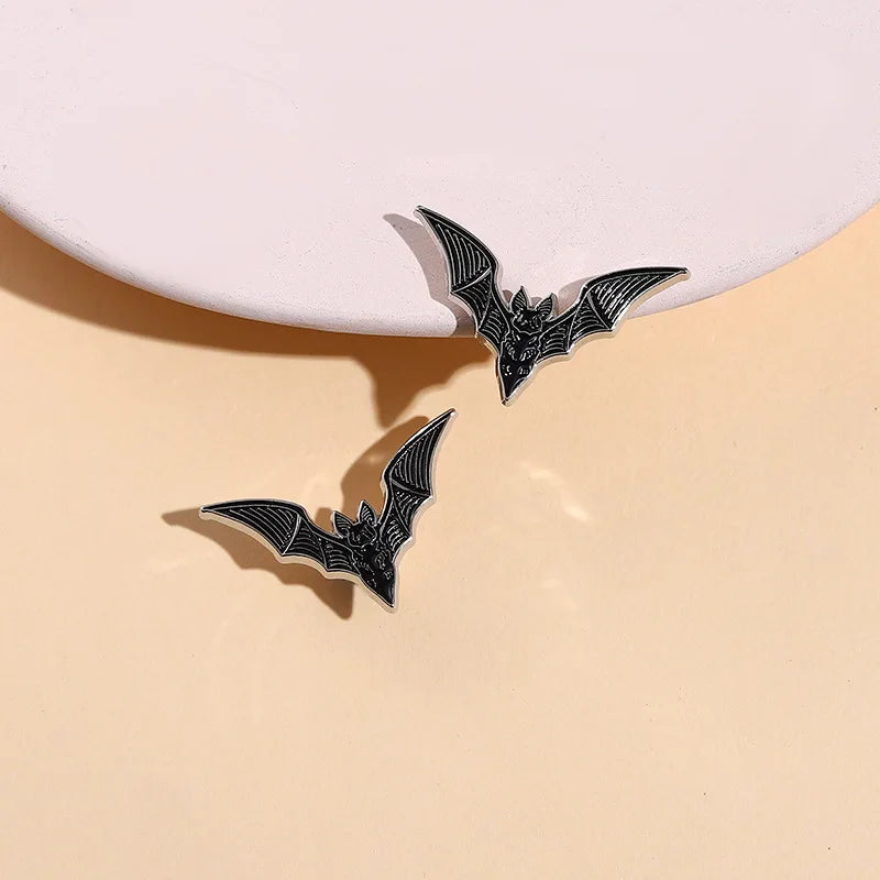 Hot Selling Halloween Series Zinc Alloy Bat Shaped Brooch UV Black Nickel Castin - custom soft enamel lapel pins manufacturer