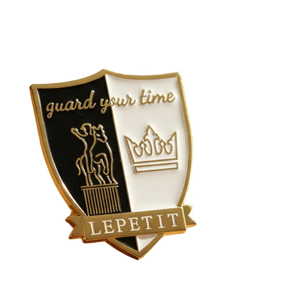 Luxury Shield Shaped Soft Hard Enamel Brooch Engraved Text Statue Crown Custom L - custom PVC figurines and charms manufacturer