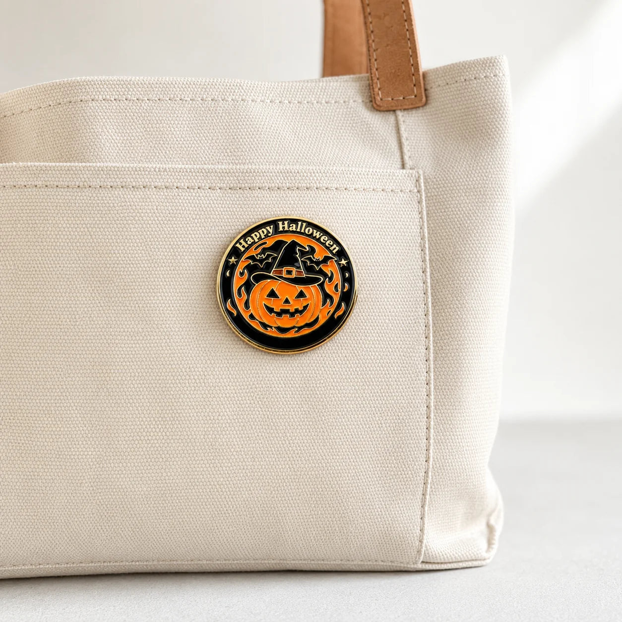 OEM Custom Round Halloween Enamel Pin Pumpkin Witch Bat Embossed Hard Enamel Met - custom hard enamel (cloisonne) pins manufacturer