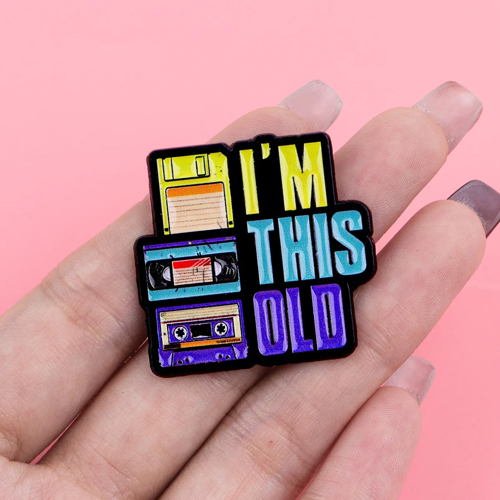 Retro 90s Nostalgic Floppy Disk VHS Cassette Tape Hard Enamel Pin Funny Vintage  - custom hard enamel (cloisonne) pins manufacturer