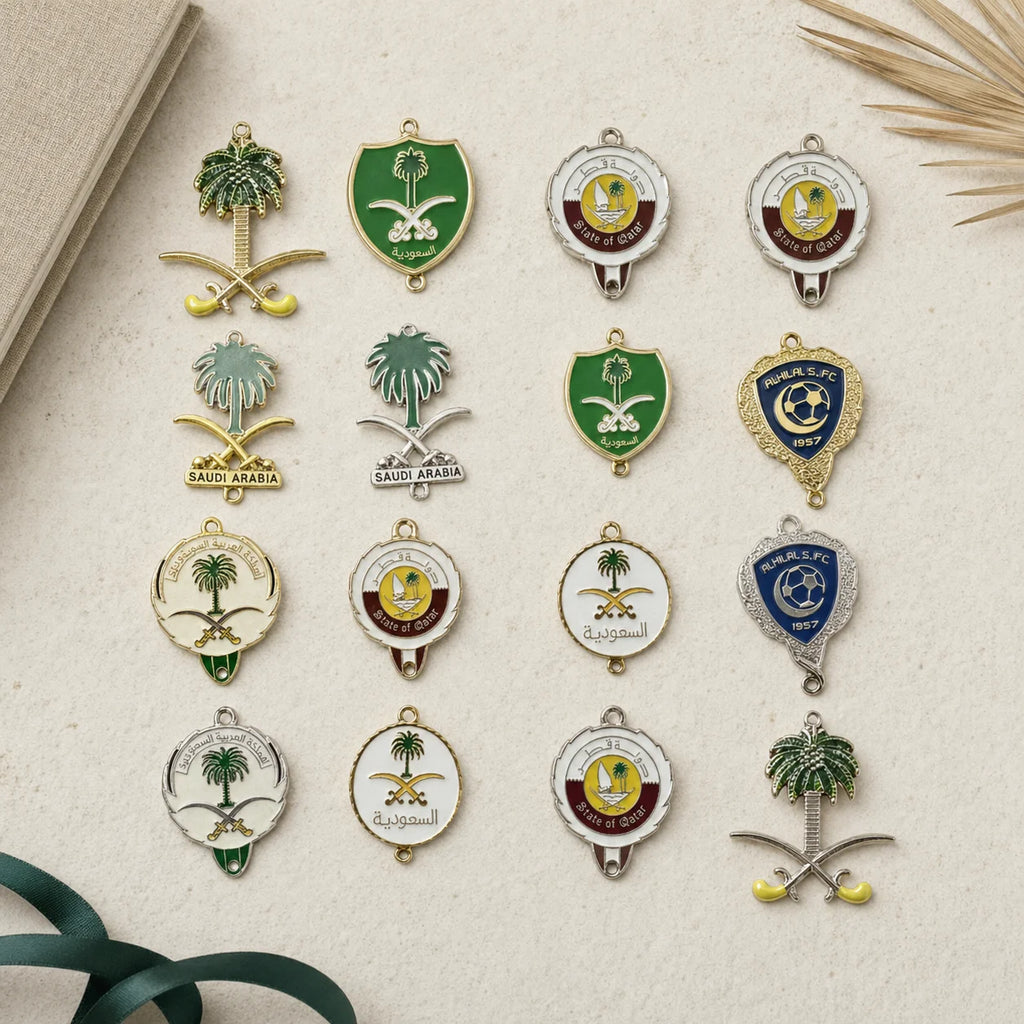 Saudi Arabia Emblem Enamel Pendant Saudi Qatar Palm Scimitar Metal Charm for Key - custom custom metal keychains manufacturer