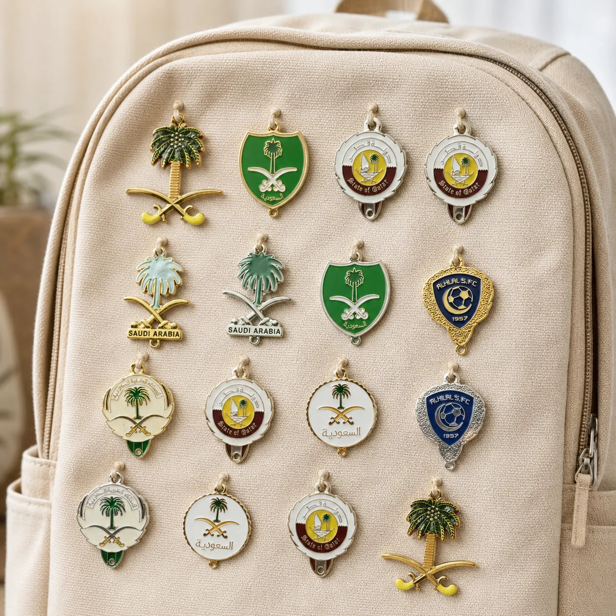 Saudi Arabia Emblem Enamel Pendant Saudi Qatar Palm Scimitar Metal Charm for Key - custom custom metal keychains manufacturer