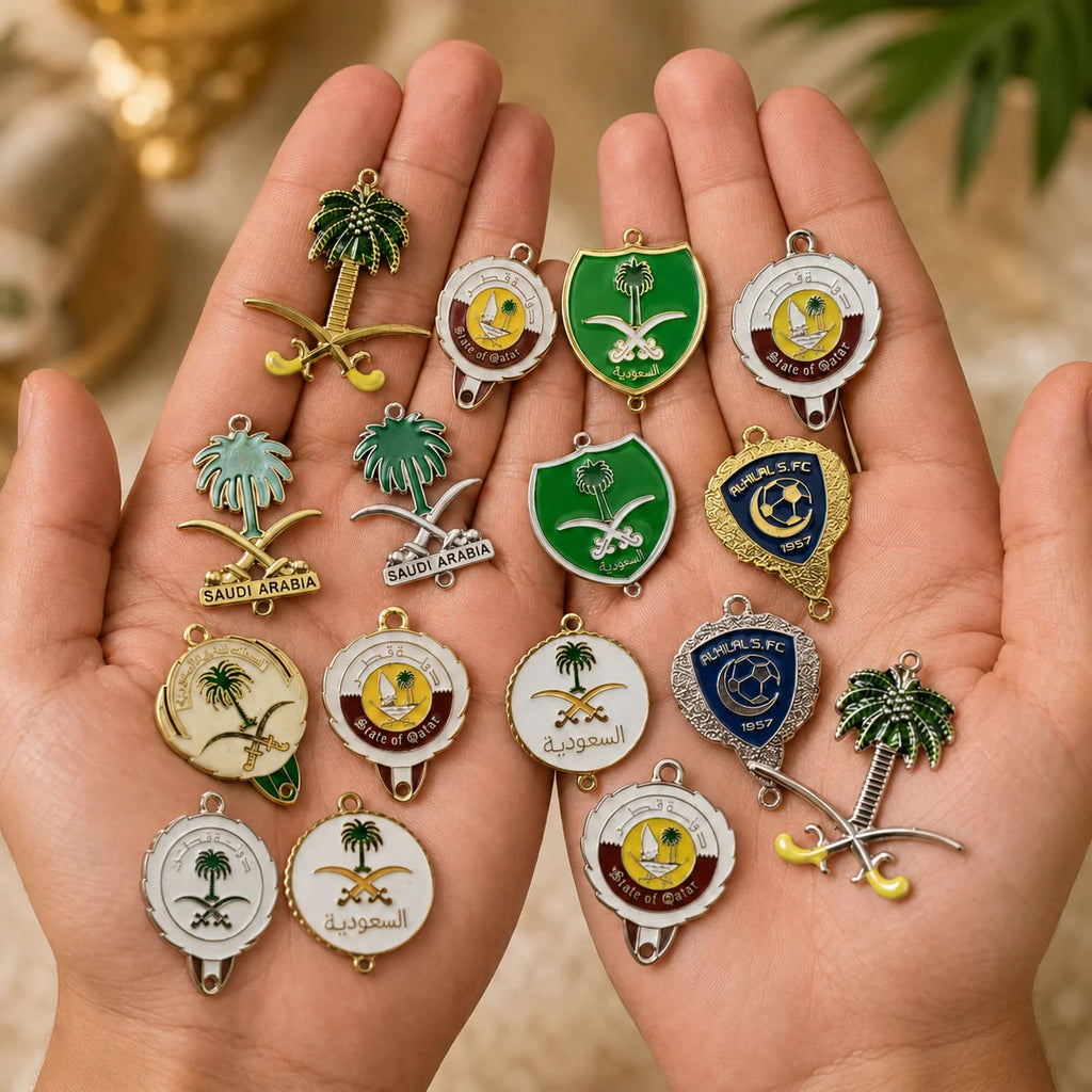 Saudi Arabia Emblem Enamel Pendant Saudi Qatar Palm Scimitar Metal Charm for Key - custom custom metal keychains manufacturer