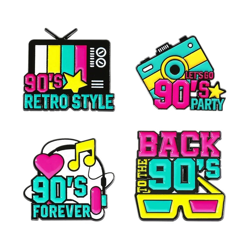 Sming Custom Enamel Pins Retro 90s Let's Go Party Nostalgia Brooches Lapel Badge - custom soft enamel lapel pins manufacturer