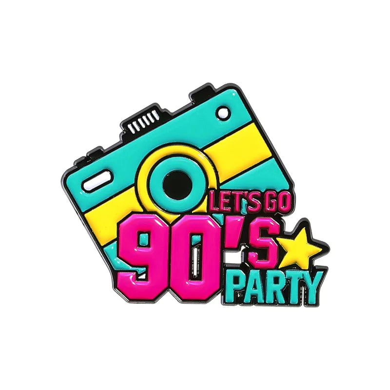 Sming Custom Enamel Pins Retro 90s Let's Go Party Nostalgia Brooches Lapel Badge - custom soft enamel lapel pins manufacturer