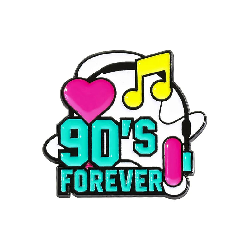 Sming Custom Enamel Pins Retro 90s Let's Go Party Nostalgia Brooches Lapel Badge - custom soft enamel lapel pins manufacturer