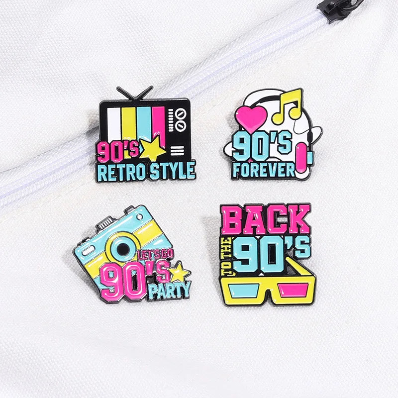 Sming Custom Enamel Pins Retro 90s Let's Go Party Nostalgia Brooches Lapel Badge - custom soft enamel lapel pins manufacturer