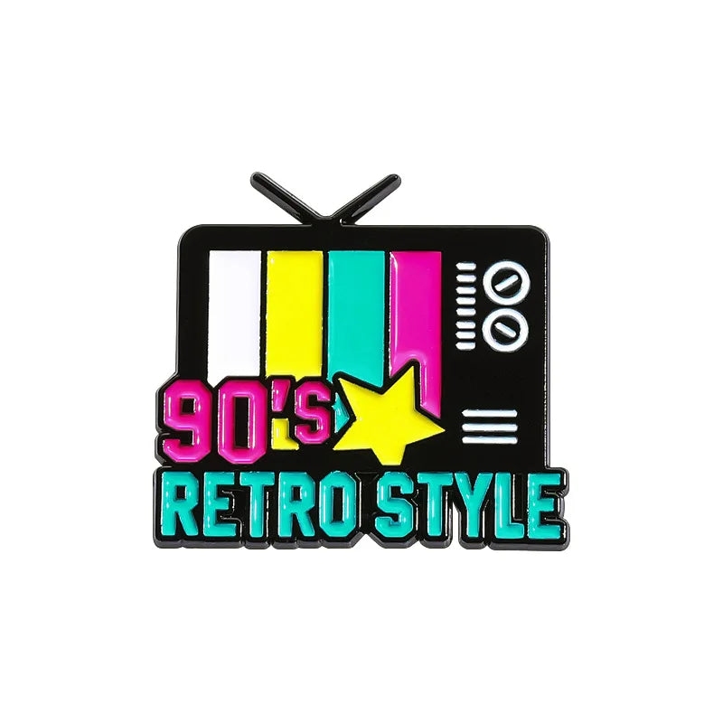 Sming Custom Enamel Pins Retro 90s Let's Go Party Nostalgia Brooches Lapel Badge - custom soft enamel lapel pins manufacturer