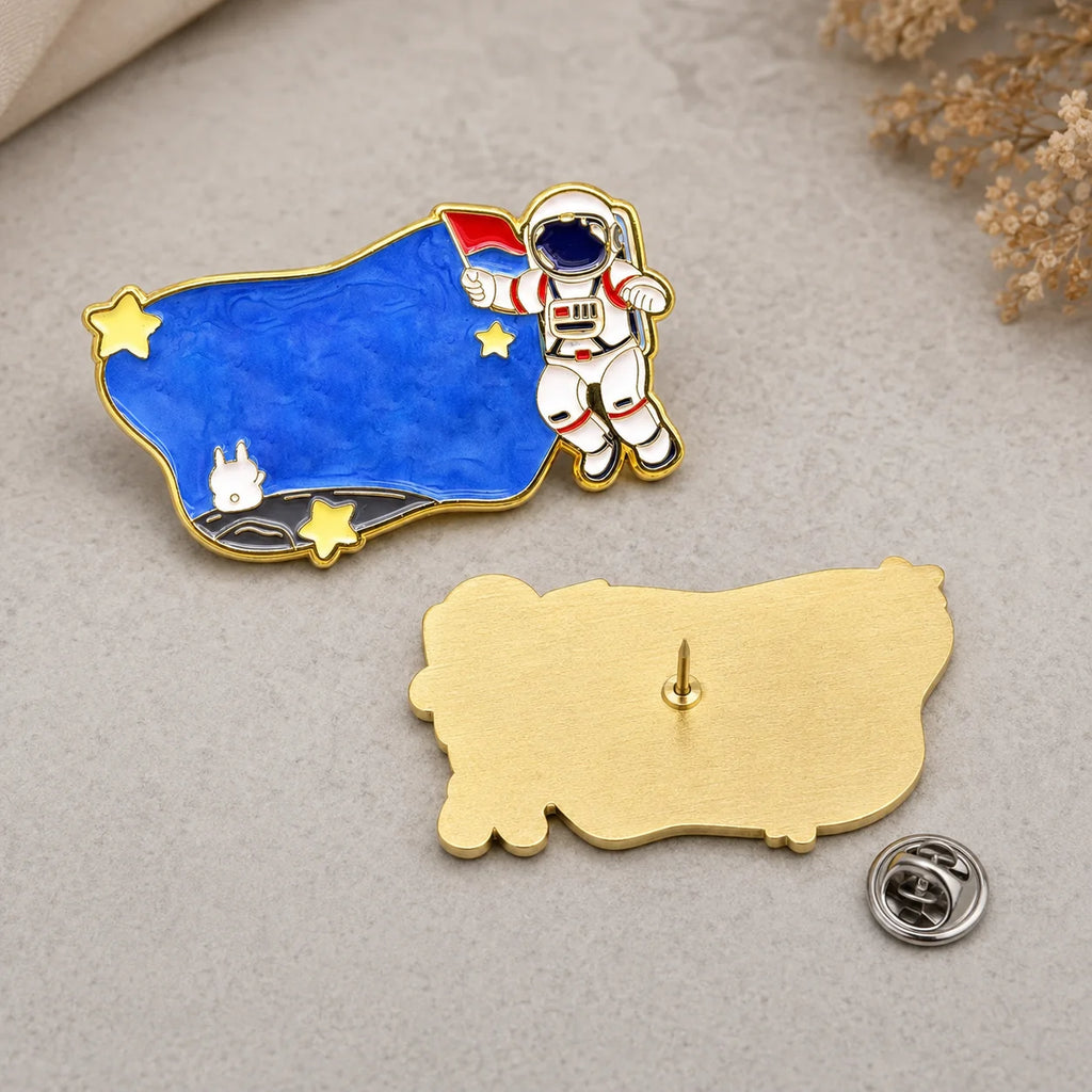 Spaceman Star Moon Pattern Enamel Pin Creative Metal Brooch Badge for Space Souv - custom soft enamel lapel pins manufacturer