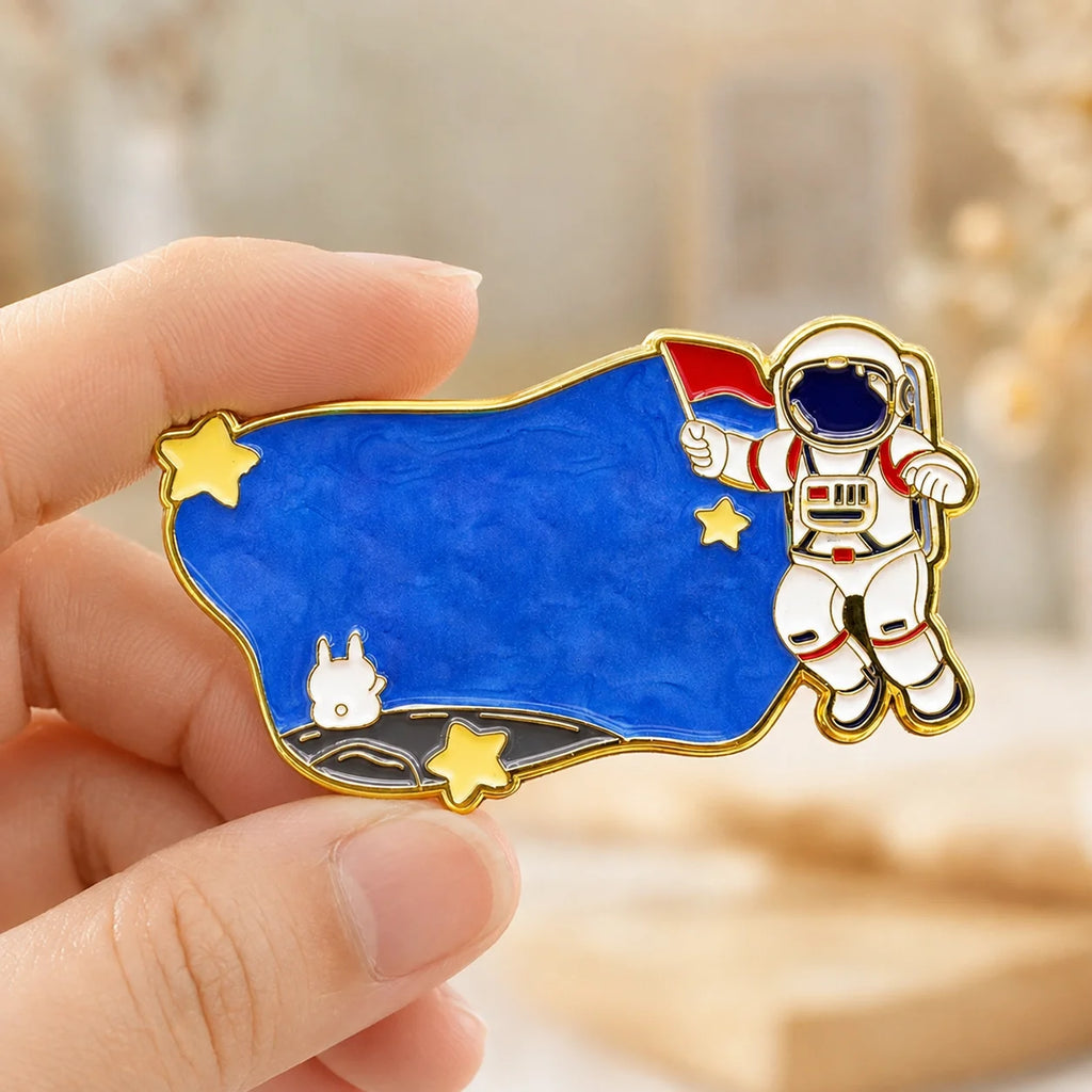 Spaceman Star Moon Pattern Enamel Pin Creative Metal Brooch Badge for Space Souv - custom soft enamel lapel pins manufacturer