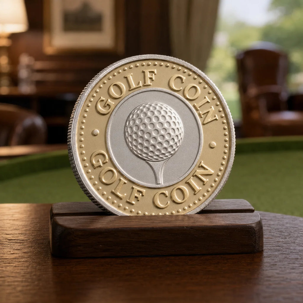 Two-Tone Golf Commemorative Coin Embossed Golf Ball Pattern Metal Challenge Coin - custom challenge coins manufacturer