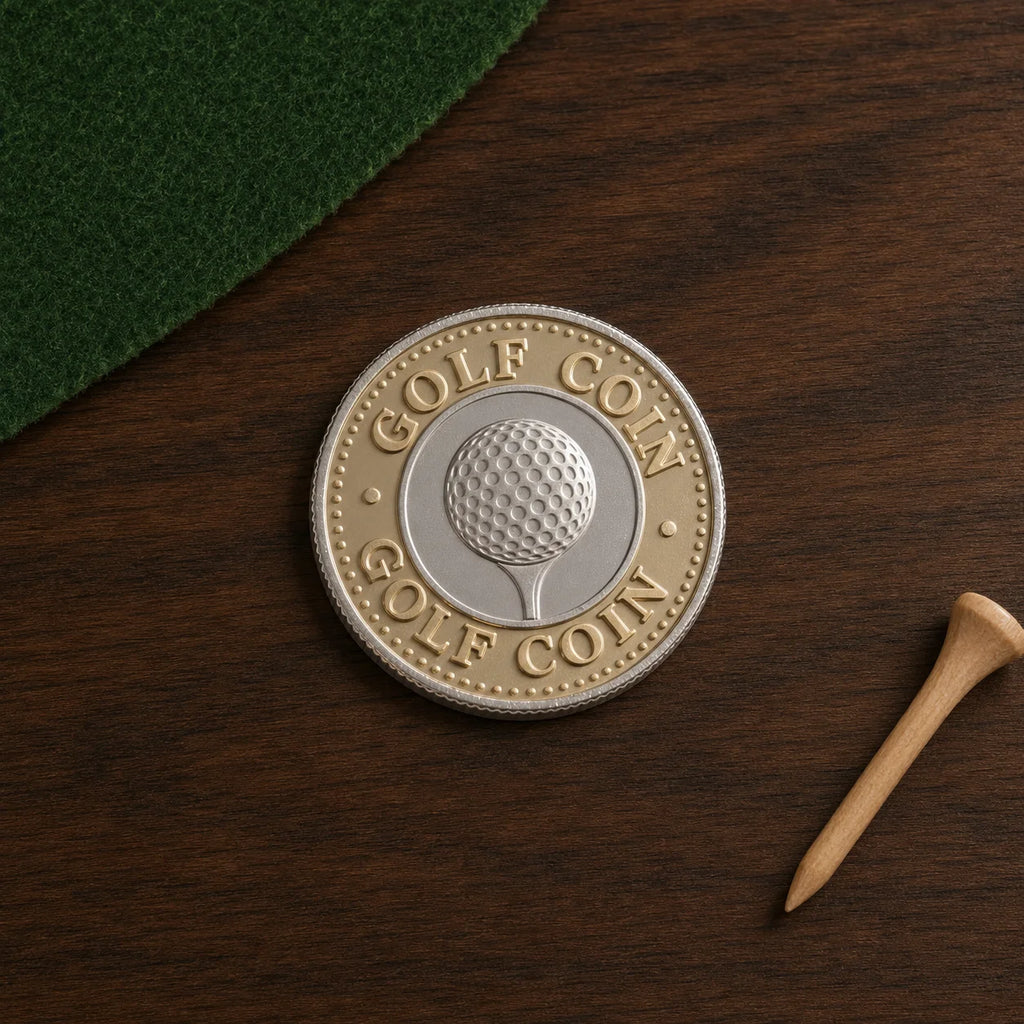 Two-Tone Golf Commemorative Coin Embossed Golf Ball Pattern Metal Challenge Coin - custom challenge coins manufacturer